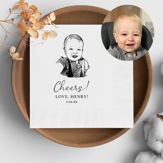 Custom Photo Hand Drawing Personalized Cheers Napkins (Creator Uploaded)