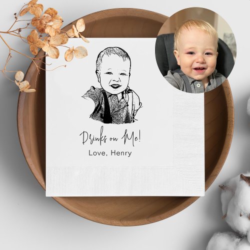 Custom Photo Hand Drawing Personalized Drink On Me Napkins
