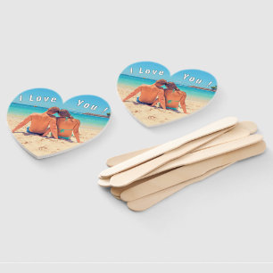 Custom Photo Hand Fans with Text - I Love You