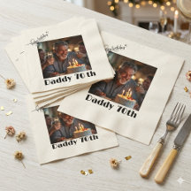 Custom Photo Happy 70th Birthday Paper Napkin