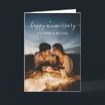 Custom Photo Happy Anniversary Card<br><div class="desc">Custom anniversary card featuring your special photo with "Happy anniversary" in script lettering,  editable names in sans-serif type,  and editable message inside,  "Happy anniversary with all my love!" in italic serif typography. Try it out and see how it looks.</div>