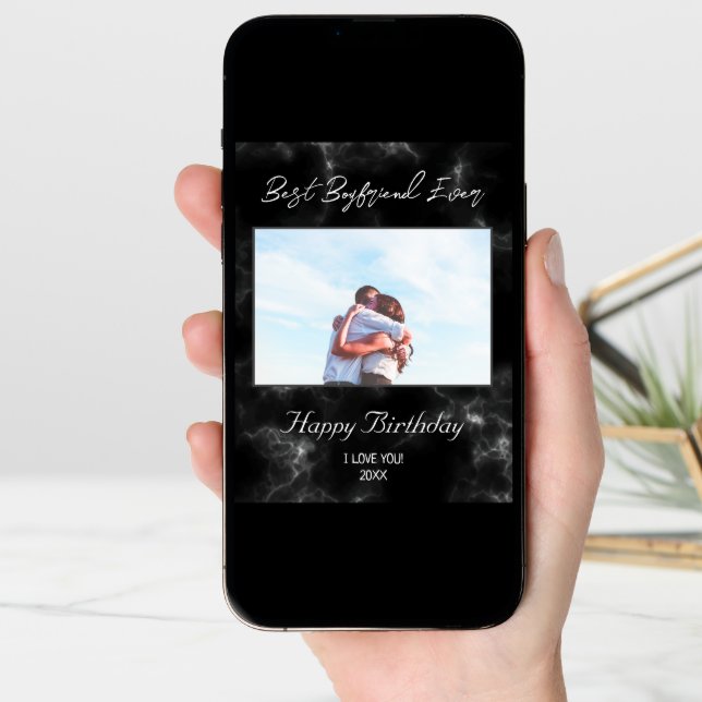 Custom Photo Happy Birthday Best Boyfriend Ever Card (Front Digital)