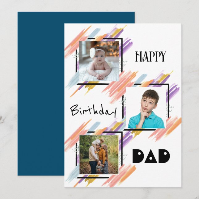 Custom Photo Happy Birthday Dad Card & Download (Front/Back)
