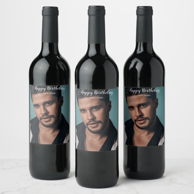 Custom Photo Happy Birthday Gift/ Anniversary  Wine Label (Bottles)