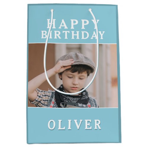 Custom Photo Happy Birthday Medium Gift Bag