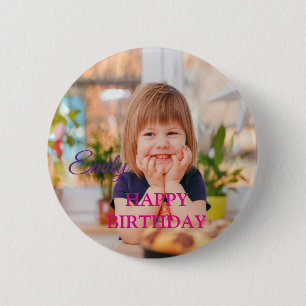 Custom Photo Happy Birthday Personalize Chocolate  Button