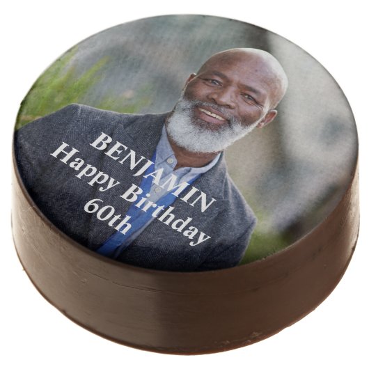 Custom Photo Happy Birthday Personalize Chocolate Covered Oreo (Angled)