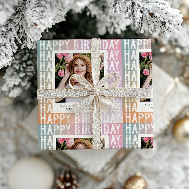 Custom Photo Happy Birthday  Personalized Wrapping Paper (Creator Uploaded)
