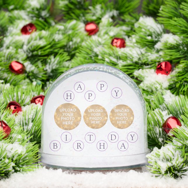 Custom Photo Happy Birthday Snow Globe (Christmas)