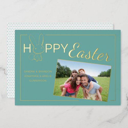 Custom Photo Happy Easter Bunny Foil Greeting Card