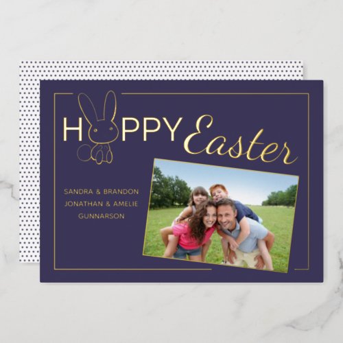 Custom Photo Happy Easter Bunny Foil Greeting Card