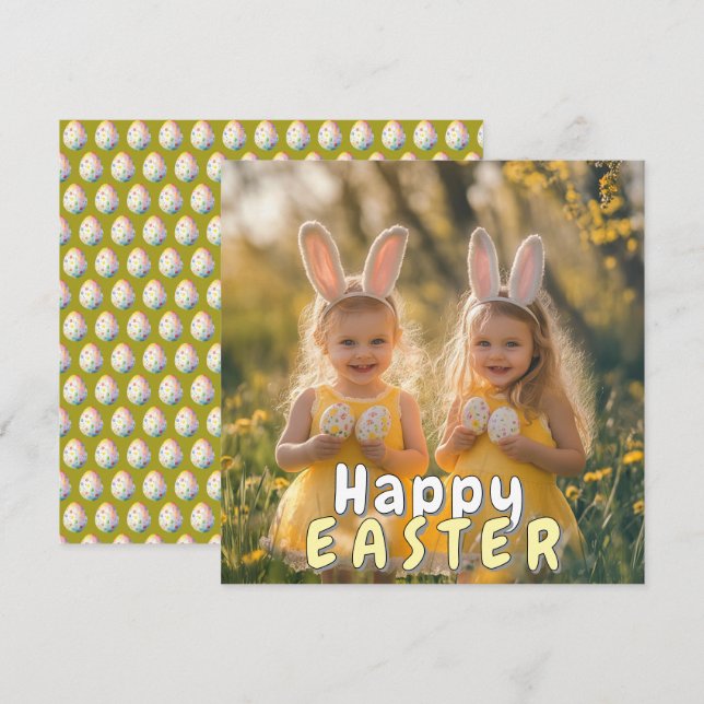 Custom Photo Happy Easter Holiday Card (Front/Back)
