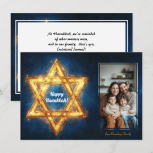Custom photo Happy Hanukkah✡️, Star of David Postc Holiday Card