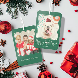 Custom Photo Happy Holidays Green Two Side Gift Air Freshener