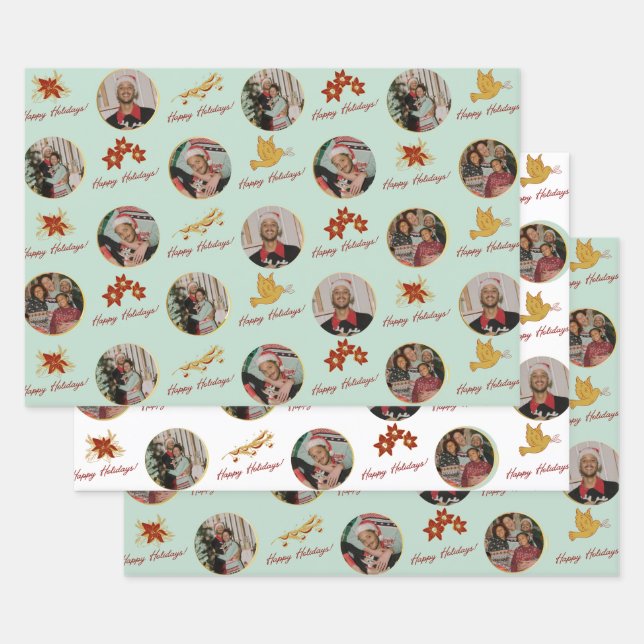 Custom Photo Happy Holidays   Wrapping Paper Sheets (Set)