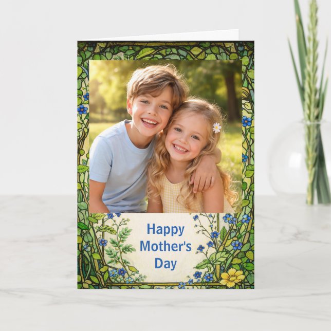 Custom Photo Happy Mother’s Day floral Card (Front)