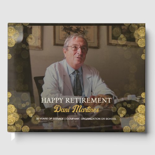 Custom Photo Happy Retirement Gold Confetti 
