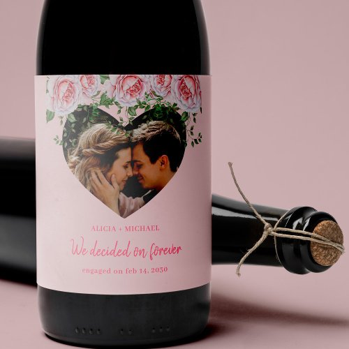 Custom photo heart and text template Valentine Wine Label