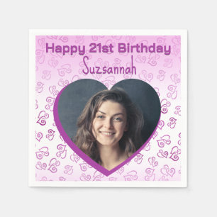 Custom Photo Heart Art Birthday Party Template Napkins