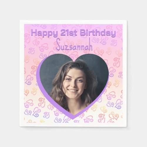 Custom Photo Heart Art Birthday Party Template