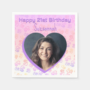 Custom Photo Heart Art Birthday Party Template Napkins
