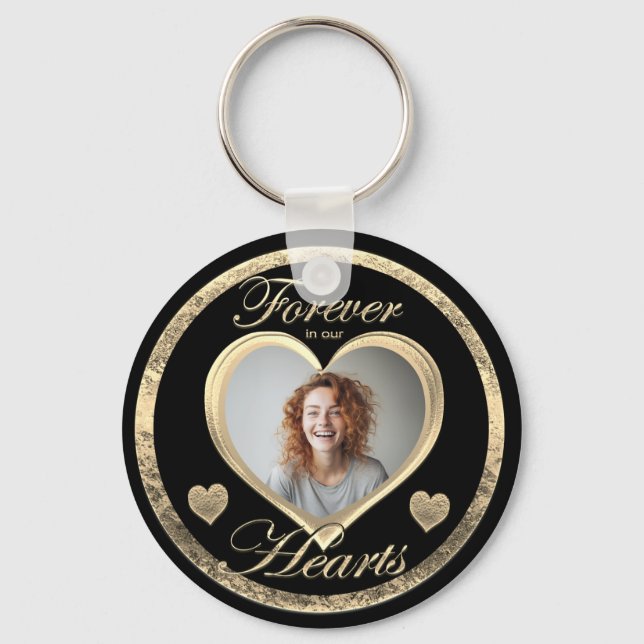 Custom Photo Heart Memorial Keychain (Front)