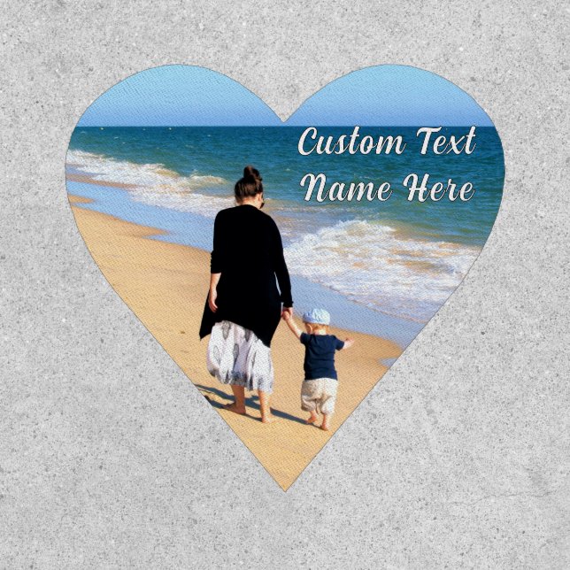 Custom Photo Heart Patch Personalized Text (Front)