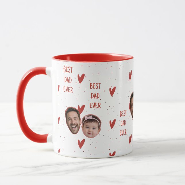 Custom Photo Heart Pattern Mug for Father's Day (Left)