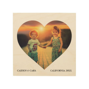 Custom Photo Heart Personalized Text Wood Wall Decor