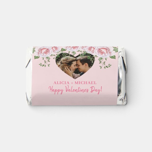 Custom photo heart pink roses couple Valentine Hershey's Miniatures (Front)