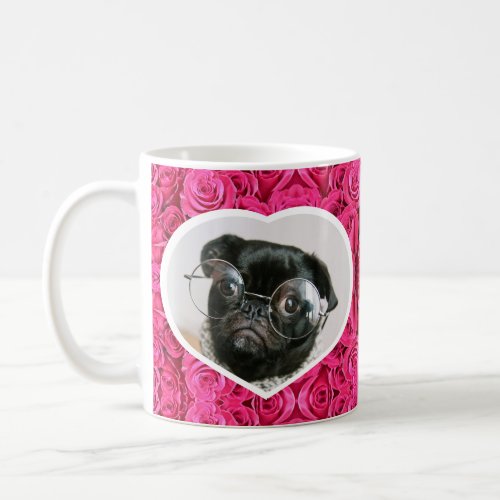 Custom Photo Heart Pink Roses DIY Picture Coffee M Coffee Mug