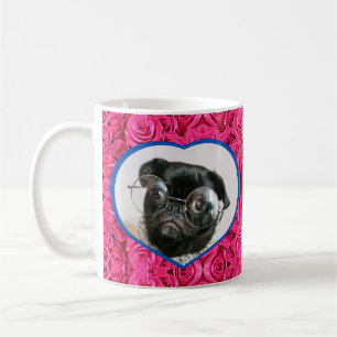Custom Photo Heart Pink Roses DIY Picture Coffee M Mug