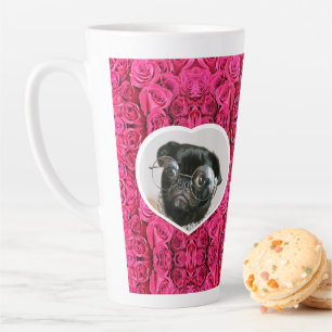Custom Photo Heart Pink Roses DIY Picture Latte Mug