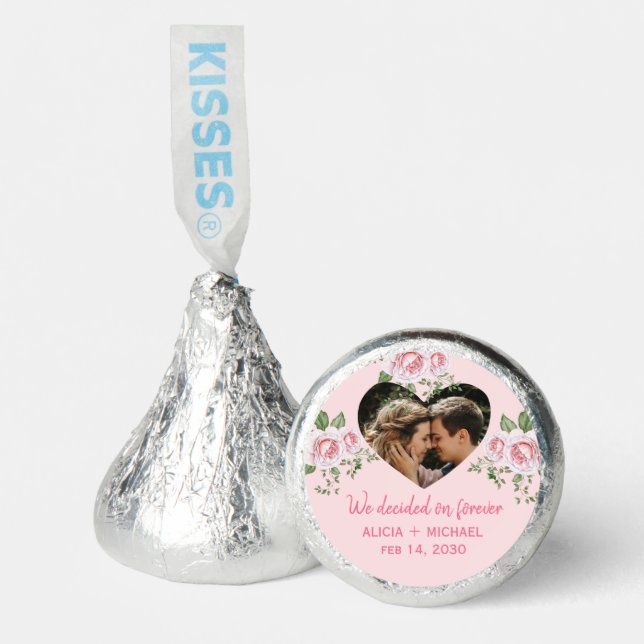 Custom photo heart pink roses Valentine's Day Hershey®'s Kisses® (Front)