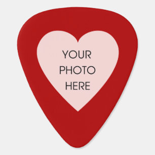 Custom Photo Heart (Red and Black) Guitar Pick