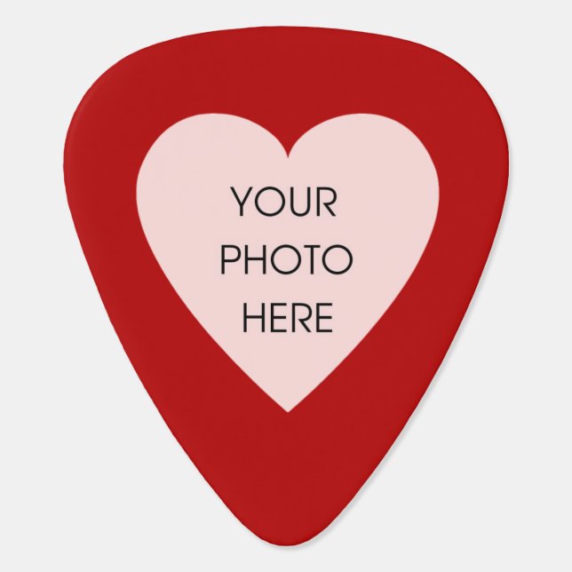 Custom Photo Heart (Red and Black) Guitar Pick (Back)