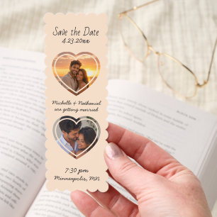 Custom Photo Heart Save the Date Bookmark