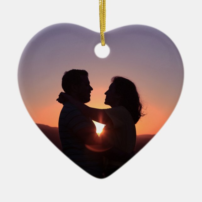 Custom Photo Heart Shaped Ceramic Ornament (Front)