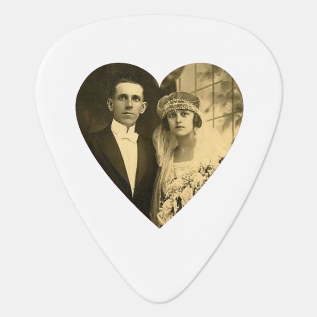 Custom Photo Heart (White) Guitar Pick (Front)