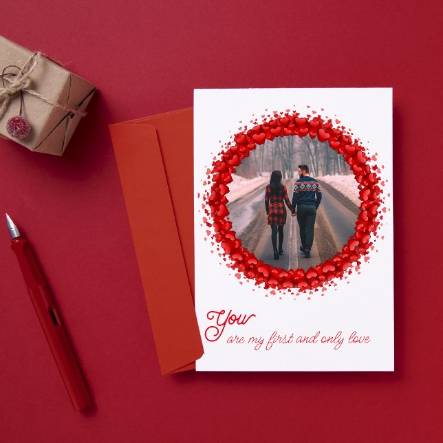  Custom photo hearts wreath Holiday Card (Creator Uploaded)
