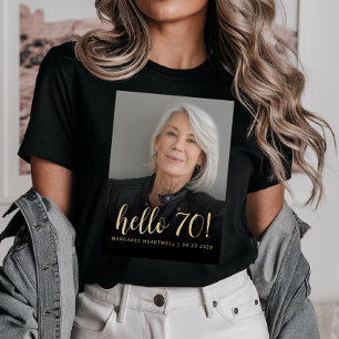 Custom Photo Hello 70 Seventieth Birthday Party T-Shirt