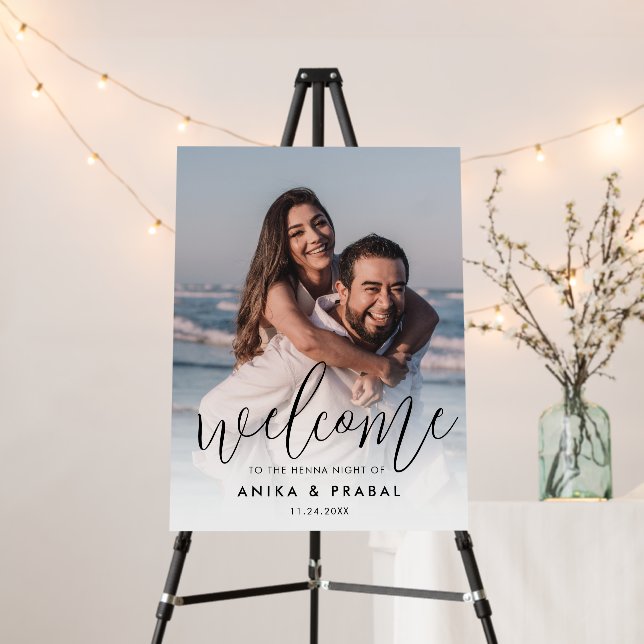 Custom Photo Henna Night Welcome Sign (In Situ (Stand))