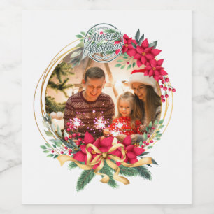 Custom Photo Holiday Christmas Wine labels