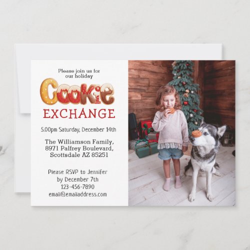 Custom Photo Holiday Cookie Exchange  Invitation