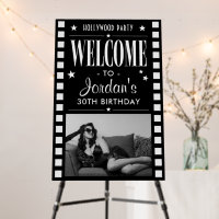 Custom Photo Hollywood Party Sign, Movie Strip
