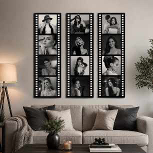 Custom Photo Hollywood Wall Art, Film Movie Strip Triptych