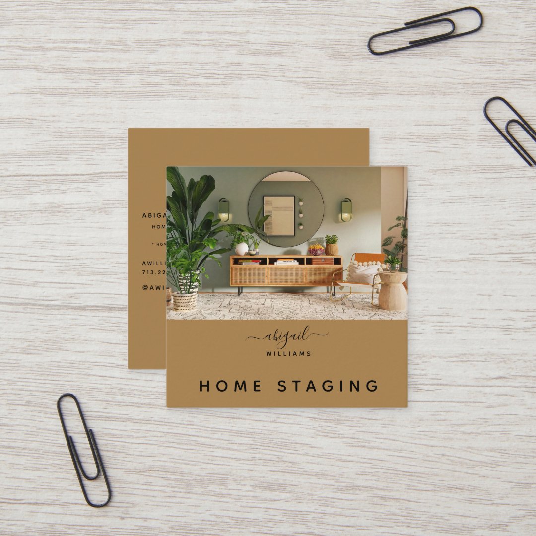 Custom Photo Home Staging Square Business Card Zazzle