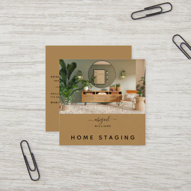 Custom Photo Home Staging Square Business Card | Zazzle
