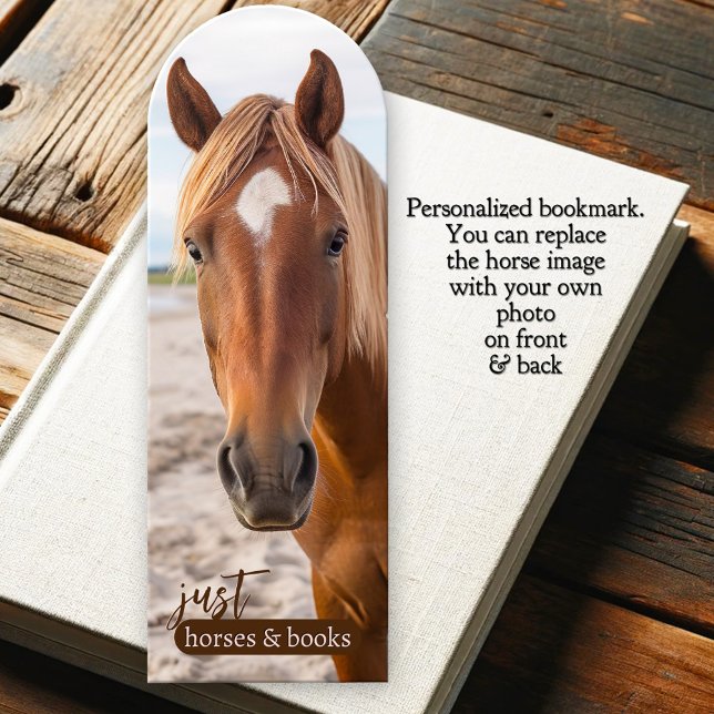 Custom Photo Horse Lover Bookmarks (Bookmark featuring a beautiful horse on the beach)