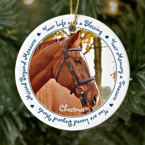 Custom Photo Horse Memorial Ceramic Ornament